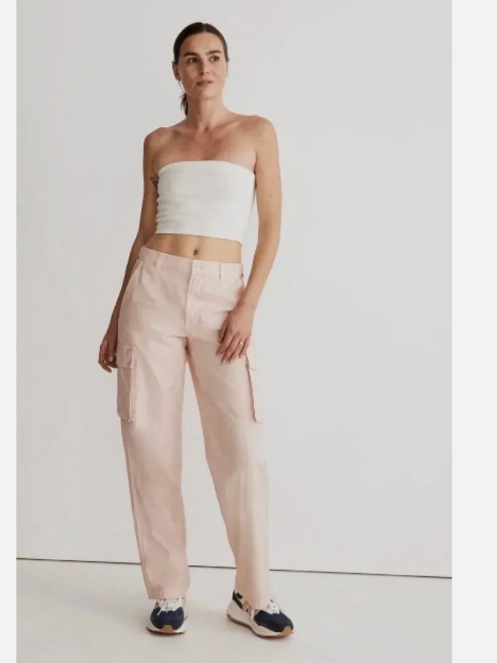 EUC MADEWELL Garment-Dyed Low-Slung Straight Cargo Pants Faded Petal P23